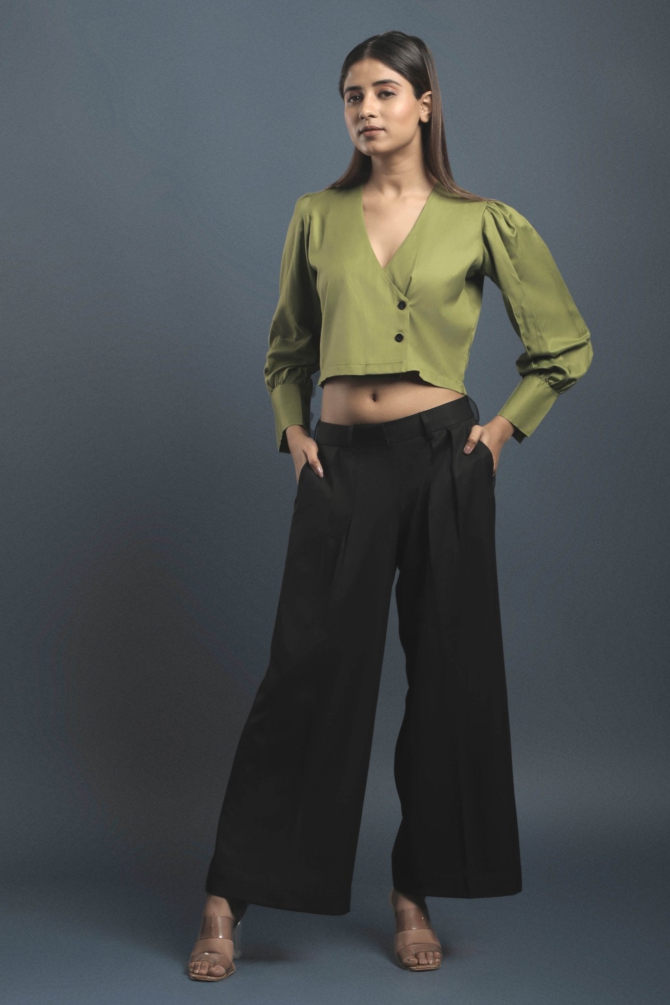 Green Overlapped Shirt - Dheeraj Sharma