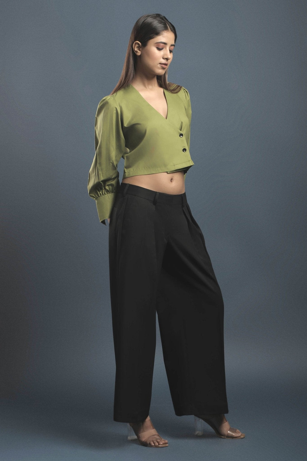 Green Overlapped Shirt - Dheeraj Sharma