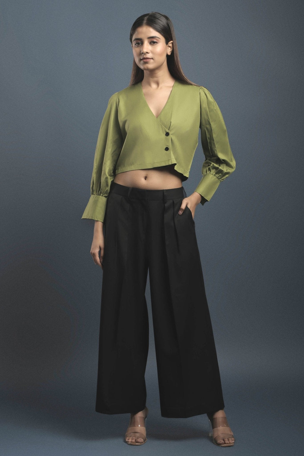 Green Overlapped Shirt - Dheeraj Sharma
