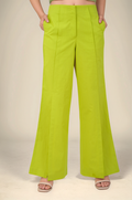 Lime Green Front Slit Cotton Trouser