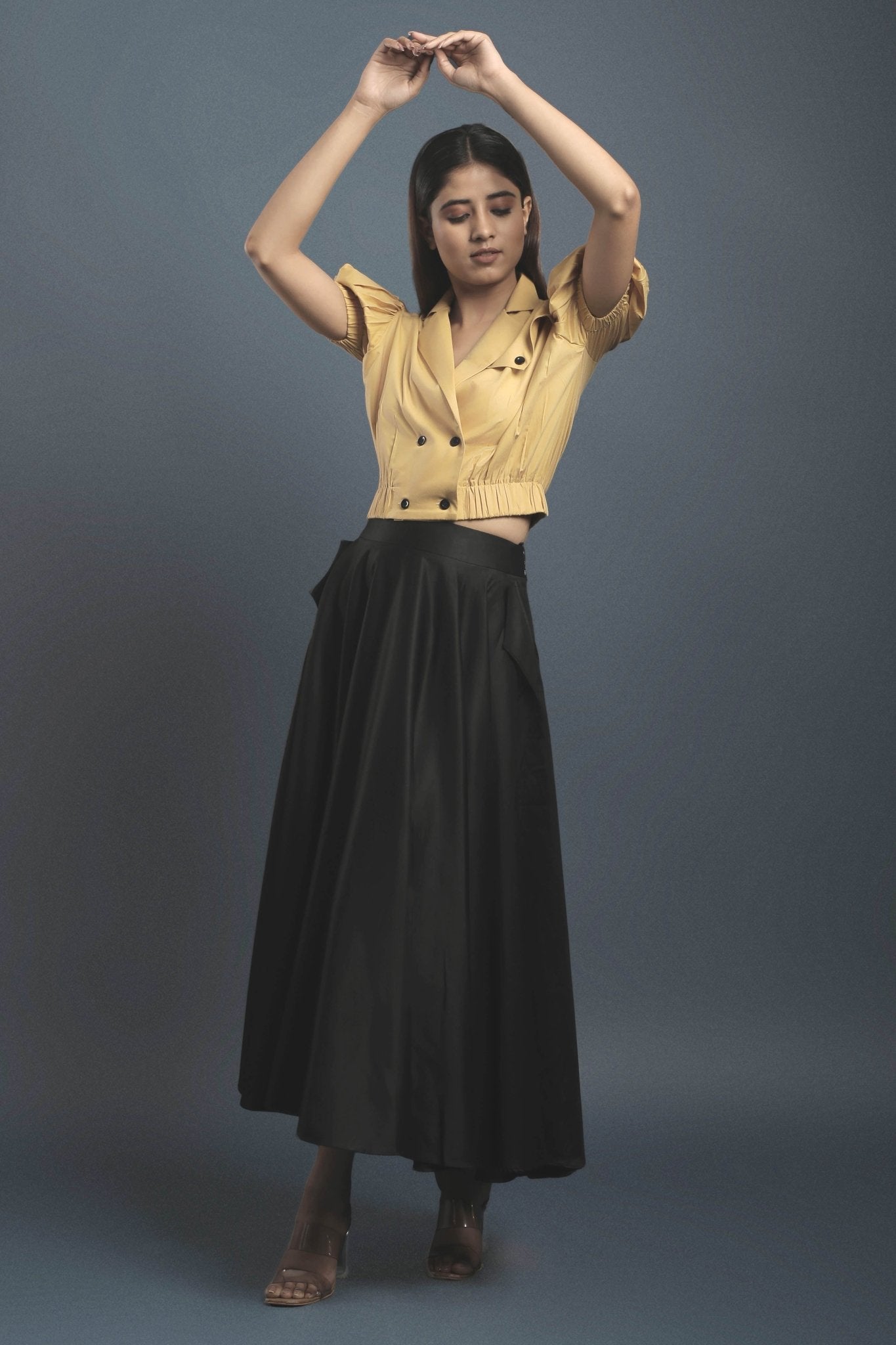 Ochre Yellow Double Breasted Shirt - Dheeraj Sharma