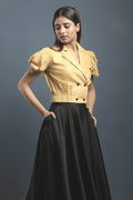 Ochre Yellow Double Breasted Shirt - Dheeraj Sharma