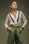 Off White V - Neck Shirt - Dheeraj Sharma