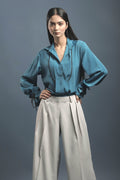 Rama Blue Crepe Shirt - Dheeraj Sharma