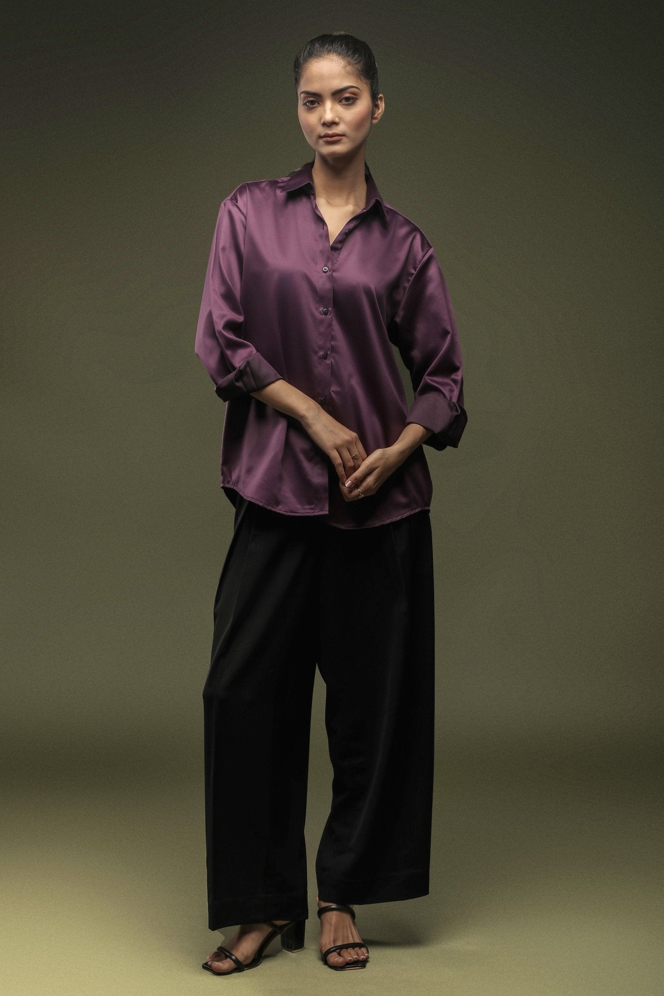 Wine Satin Shirt - Dheeraj Sharma